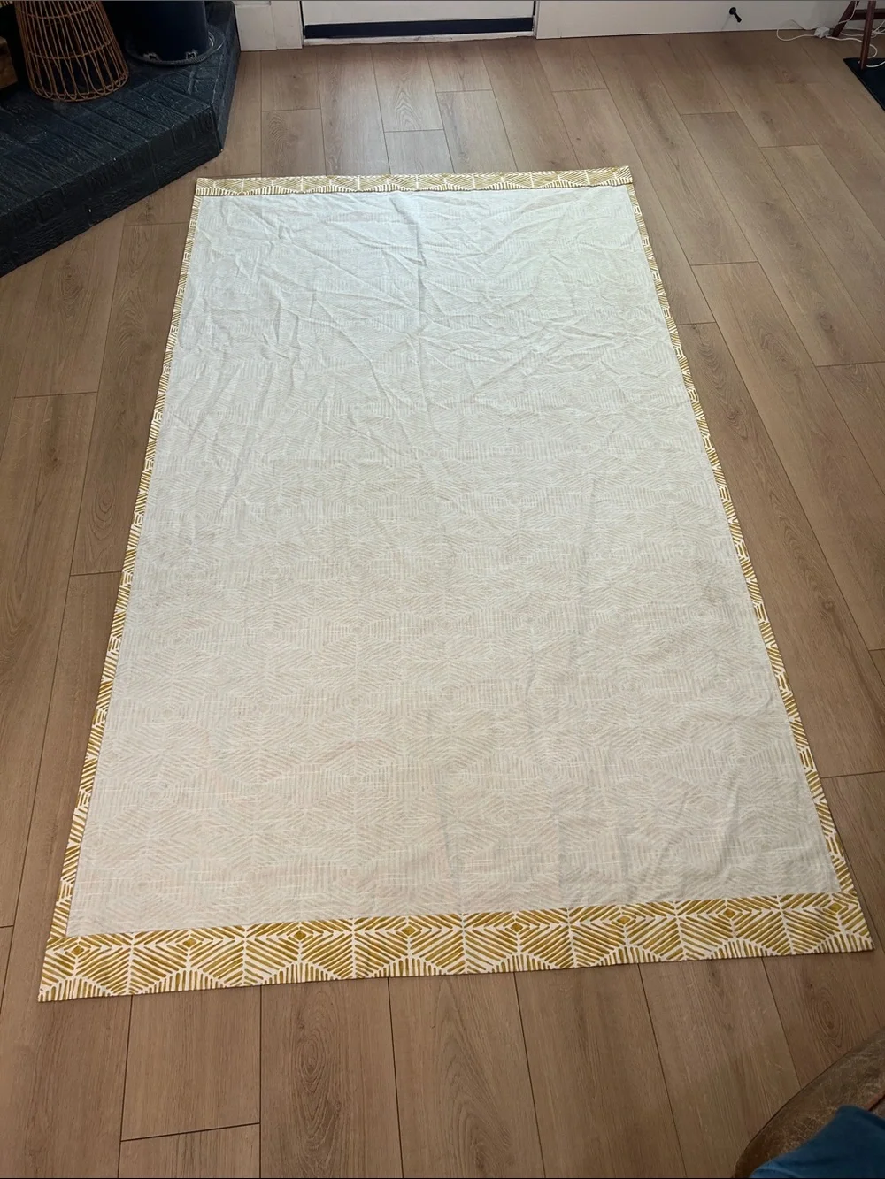 Boho Heni Goldenrod Yellow on Natural Curtains 50 by 88 inches